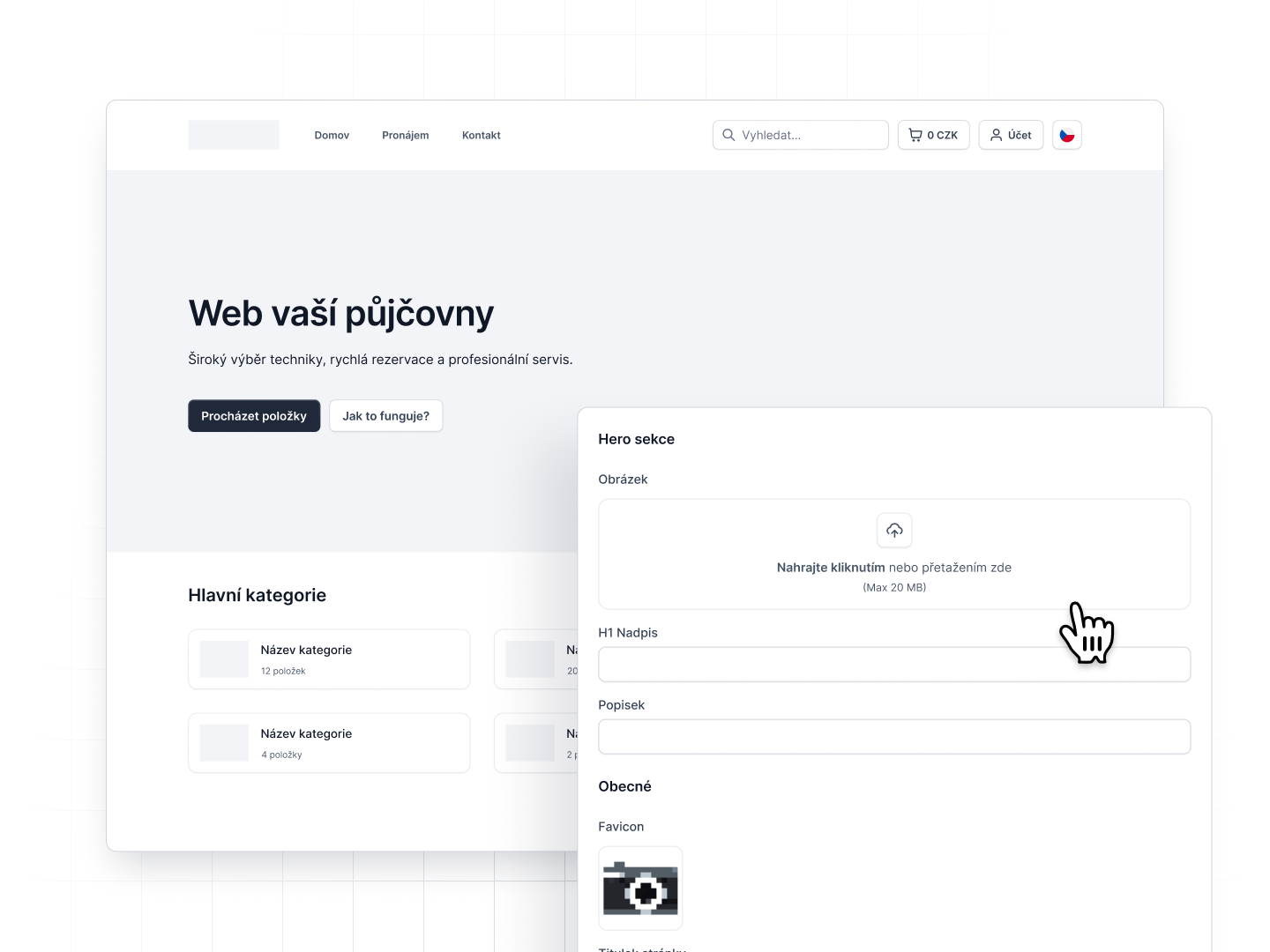 Webstore na vlastní doméně – plnohodnotný web vaší půjčovny